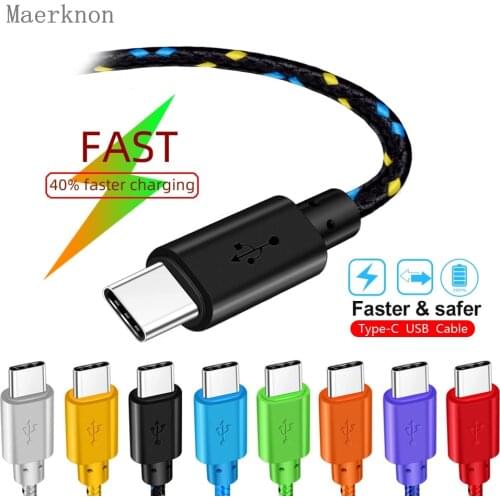 Maerknon USB Type Cable Fast Charging Data 2.4A 1m/2m/3m For Xiaomi Samsung Huawei P20 Pro Phone Charger Accessory USB C Cable