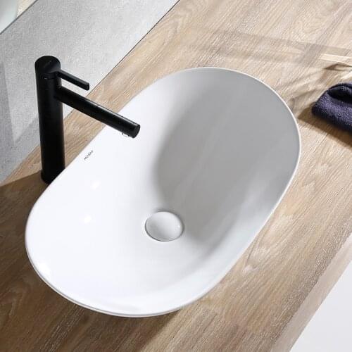 Nordic ceramic washbasin Oval basin simple black bathroom European art washbasin home basin