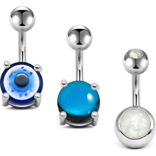 14G Belly Button Rings Stainless Steel 10mm Belly Ring Navel Rings Purple Strass/Crystal/Marble/Pearl Ball