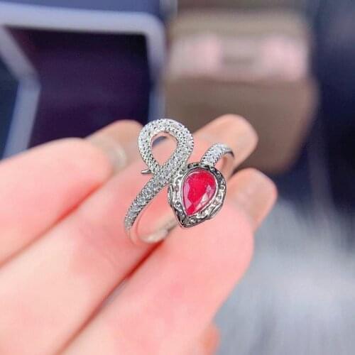 Personality cute Charming snake Natural red ruby Ring S925 Silver Natural Gemstone Ring Womens girl wedding party gift jewelry