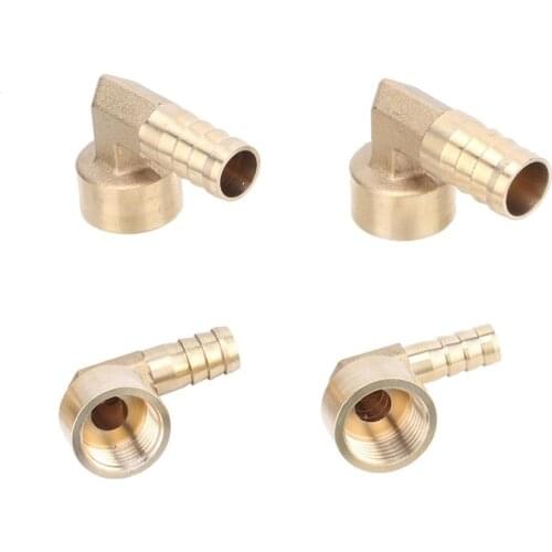 Barbed 10/12/14/16mm 90 Degree Elbow Connector 1/2" Female Thread Brass Coupler Garden Irrigation Copper Connector Adapter 2Pcs