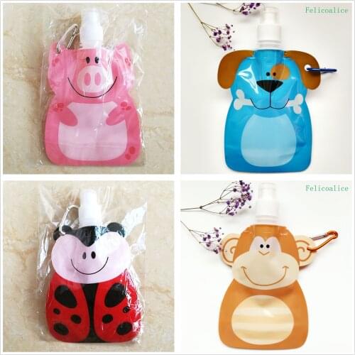 1pcs 360ml Summer Hot Eco-Friendly Portable Foldable Reuseable Water Bottle With Carabiner For Outdoor Sports Travel Folding Bag