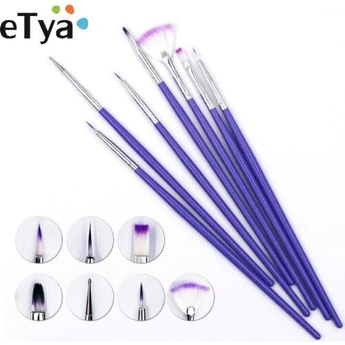 Hot Purple Nail Art Design Brush Manicure for Painting Dotting Tool Brushes Pen Set 7 PCS Makeup Brushes Professional