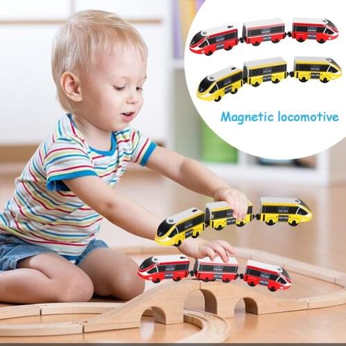 Small Train Magnetic Train Toy Railway Locomotive Magnetically Miniature Train Toy Compatible With Almost All Wooden Tracks
