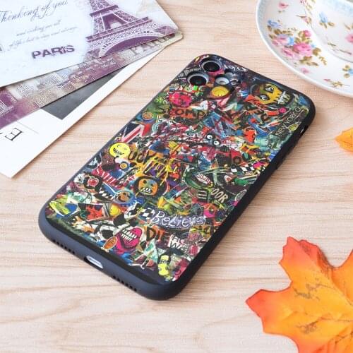 For iPhone Graffiti Print Soft Matt Apple iPhone Case