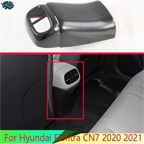 For Hyundai Elantra CN7 2020 2021 Car Accessories Carbon Fiber Style Plated Armrest Box Rear Air Vent Frame Trim Cover