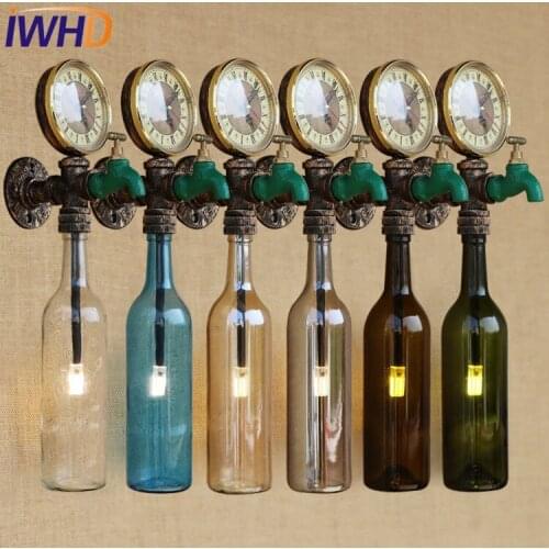 IWHD Loft Style Retro Bottle Faucet Water Pipe Wall Lamp Sconce LED Industrial Vintage Wall Light Fixtures Home Lighting