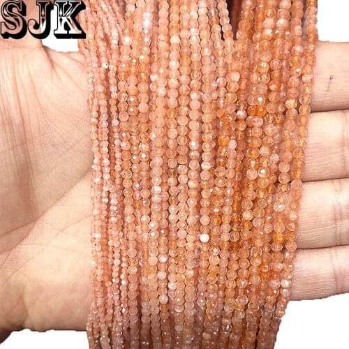 Natural Stone Faceted AAA Sun Stone Round Beads 2/3mm Section Loose Beads For Jewelry Making DIY Necklace Earring