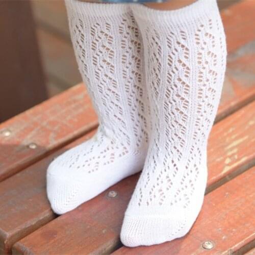 Cute Baby Girl Socks Newborn Infant Non-slip Long Socks Kids Knee High Socks Long Tube Children Foot Accessories Princess White