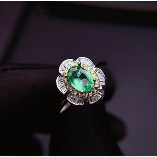 CoLife Jewelry 100% Natural Emerald Wedding Ring 5*7mm Real Emerald Engagement Ring 925 Silver Emerald Jewelry