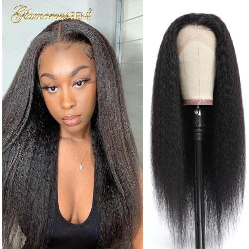Kinky Straight Wig Brazilian Lace Front Human Hair Wigs With Baby Hair 4x4 Lace Wigs For Women Pre-Plucked Density 180 Remy Hair