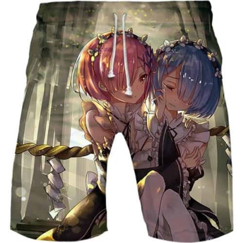 Re Zero 3d Beach Shorts Kids Men Women Rem Ram Quick Dry Swimwear Beach Pants Anime Warm Shorts Swimming Surfing Board Shorts