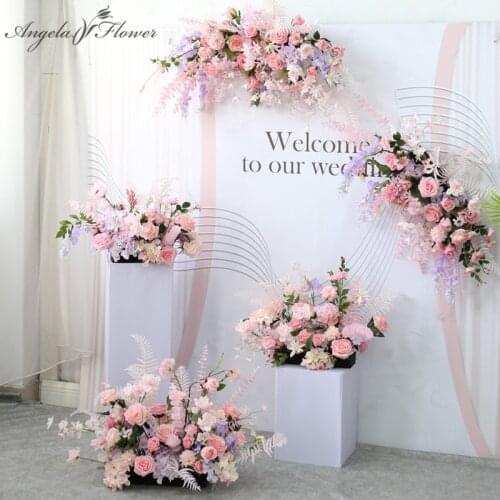 Pink Artificial Flower Row Arrangement Table Centerpieces Flower Ball Wedding Party Festival Event Layout Backdrop Wall Decor
