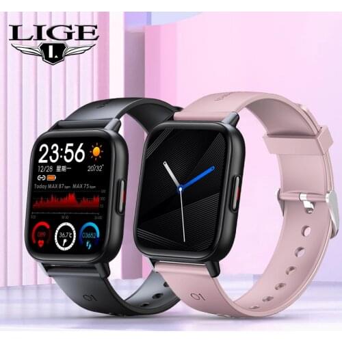 LIGE 2021 Smart Watch Men Women Waterproof Smartwatch Body Temperature Monitoring Sports Fitness Bracelet Band For Android iOS