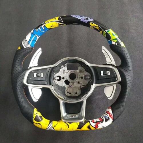 Racing Cuatomized Real Carbon Fiber Sports Steering Wheel Alcantara Leather compatible for Volkswagen Golf GTI 2018-2020