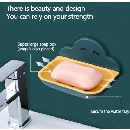 Punch Free Design Wall Mounted Soap Box Household Toilet Bathroom Paste Without Trace Soap Drain Soap Box