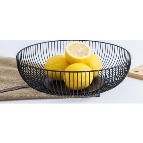 Countertop Wire Fruit Storage Basket Bread Vegetable Round Bowl Plate for Living Room Kitchen Office