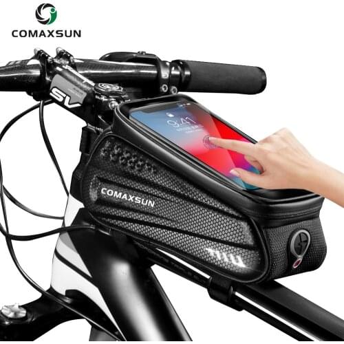 COMAXSUN Bicycle Bag Waterproof Front Bike Cycling Bag 6.5 inch Mobile Phone Top Tube Handlebar Bags Mountain Cycling Accessorie