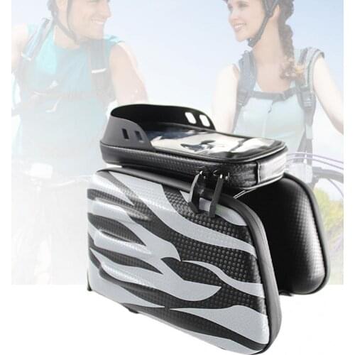 Outdoor cycling bicycle Outdoor waterproof bicycle upper tube front frame bag with mobile phone holder Front beam cycling bag