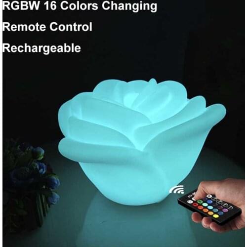 LED Rose Flower Table Lamp Creative Decoration Night Light Dimmable Rechargeable Desk Lamps RGBW 4 modes Color Change Chandelier