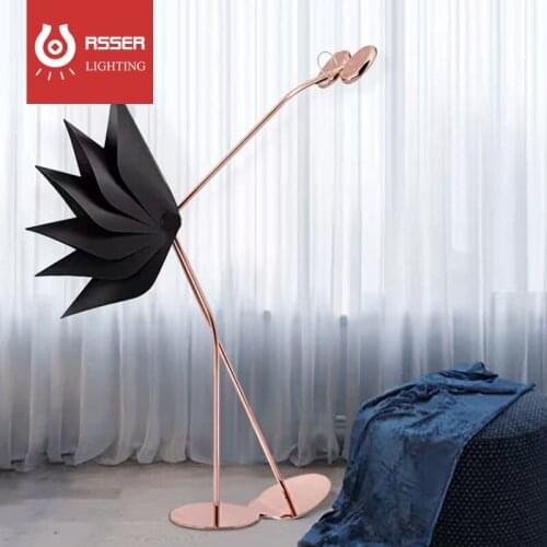 RSSER LED Corner Floor Lamps Creative Post-modern American Minimalist Flamingo Floor Lamp Decorated Hotel Standing Lamp