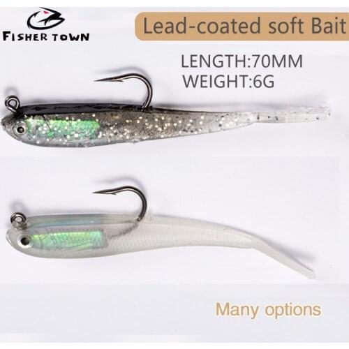 Luminous version Fisher Town Soft Bait Soft Fish Fork Tail with Hook Fish Artificial Silicone Fish Bait Fishing Tackle