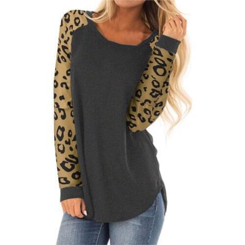 Women Stripe Casual O-Neck T-Shirt Loose Long Splicing Sleeve Tops Blouse