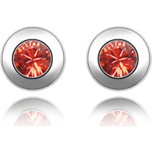 11 Colors Real Austrian Crystals White Gold Color Brand Stud earrings for women Fashion New Sale Hot 82342Red