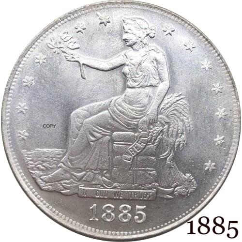 United States America 1885 1 Trade One Dollar US In God We Trust With Motto 420 Grains 900 Fine Silver Plated Copy Coin