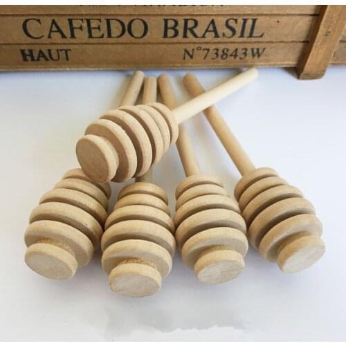 10pcs/lot Wooden Honey Stick Dipper Party Supply Wood Honey Spoon Stick for Honey Jar Long Handle Mixing Stick OK 0585
