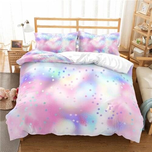 Luxury 3D Star Print 2/3Pcs Kids Adult Bedding Set Comfortable Duvet Cover Pillowcase Home Textile Single Queen and King Size