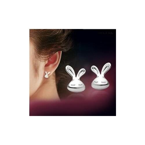 2020 your New Fashion Simple Cute Little White Rabbit Pure Earrings Brincos Oorbellen Fashion Girls Gift