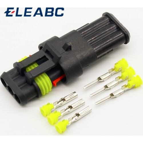 5 sets Kit 3 Pin Way Waterproof Electrical Wire automotive Connector Plug for car