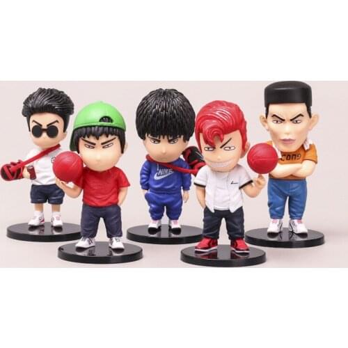 5pcs Anime SLAM DUNK Sakuragi Hanamichi PVC Action Figures Rukawa Kaede Akagi Takenori Mitsui Hisashi Collection Model Toys 10cm