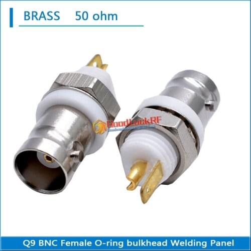 50 ohm Q9 BNC Female O-ring Bulkhead Washer Nut Plug solder cup Welding panel RF Connector Adapter High-quality