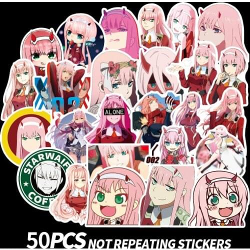 50PCS Anime Darling in the FranXX Zero Two 02 Stickers Cosplay Glossy DIY Collectible Gift
