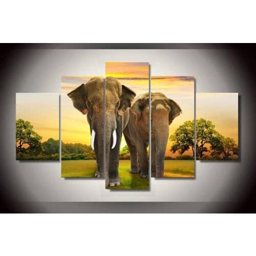 5D diy diamond painting elephant sunrise Africa,3d cross stitch,full diamond embroidery,diamond mosaic needlework Multi-pictures