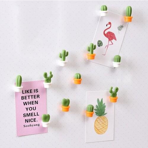 6pcs Fridge Magnets Cute Succulent Button Cactus Sticker for Refrigerator Message Board Picture Potted Plant Home Decoration