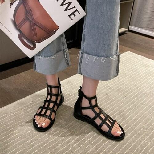 Women Sandals Summer 2021 Flat Shoes Punk Platform Flats Comfortable Flat With Heels Gladiator Open Toe Sandals Sandalias Planas