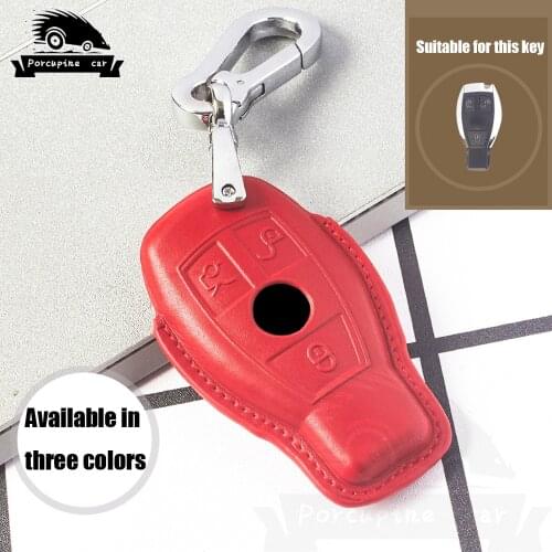 Car key case bag cover 3 Buttons For Mercedes benz W210 W211 W212 W124 W176 W202 W205 CLA GLA Genuine Leather Remote key cover
