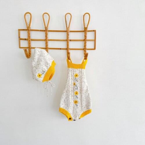 Baby Girls Clothes Sunflower Newborn Knitted Baby Clothes Embroidery Winter Infant Romper Sweater For Girls Boys Jumpsuit 0-2Y