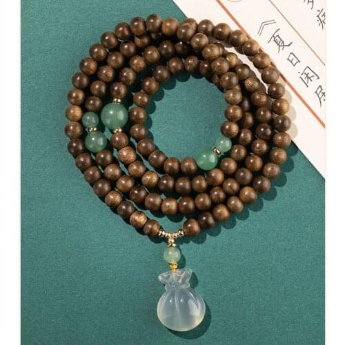 6mm costly agalloch Mala Bead Bangle fragrant-wood Gem bracelet Amulet prayer 108 Bead