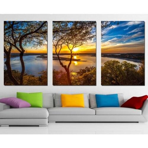 Sunrise Tree Painting Diamond mosaic 3Panel Cross Stitch,5d diy,Diamond painting needlework,Diamond Embroidery,Gift,wall Picture