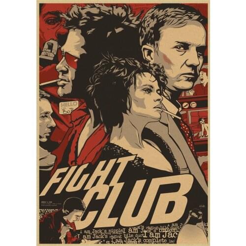 Classic Movie Fight Club Poster Retro Art Decor Quality Canvas Painting Picture Wall Decor living room bedroom Home Decor A834
