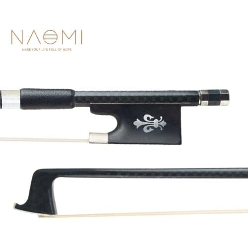 NAOMI Violin Bow 4/4 Size Carbon Fiber Bow White Mongolia Horsehair W/ Ebony Frog Well Balance