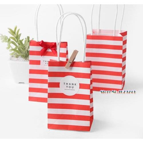 7.5cmX12cmX5cm Black White Pink striped Small Gift Paper Bag, Red Gift Shopping Bag Kraft Paper Spot Solid Color 200pcs/lot