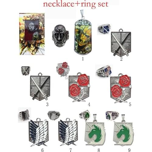 Shingeki no Kyojin Attack on Titan survey corps Eren Jaeger Yumir metal necklace logo chain set box