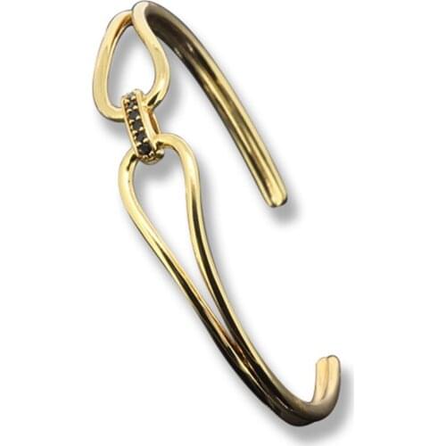 Hot Fashion Bangle, Micro Pave Black CZ & Open Cuff Bangles Adjustable Bracelets For Men& Women Gifts