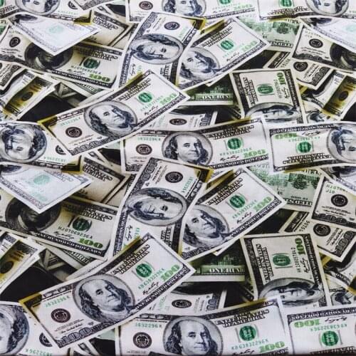 Cartoon US Dollars Print 100% Cotton Fabric for Boy Clothes Hometextile Cushion Cover Backpacks DIY