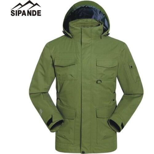 2017 Fasion Mens Winter windbreaker Hiking Jackets Outdoor Sport Hoodied Camping Trekking Waterproof 2 in 1 warm Coats